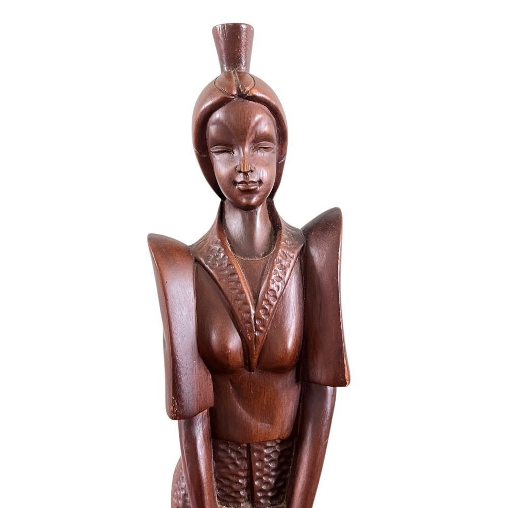 Vintage Hand Carved Wooden Indonesian Woman Goddess Statue - Picture 5 of 10